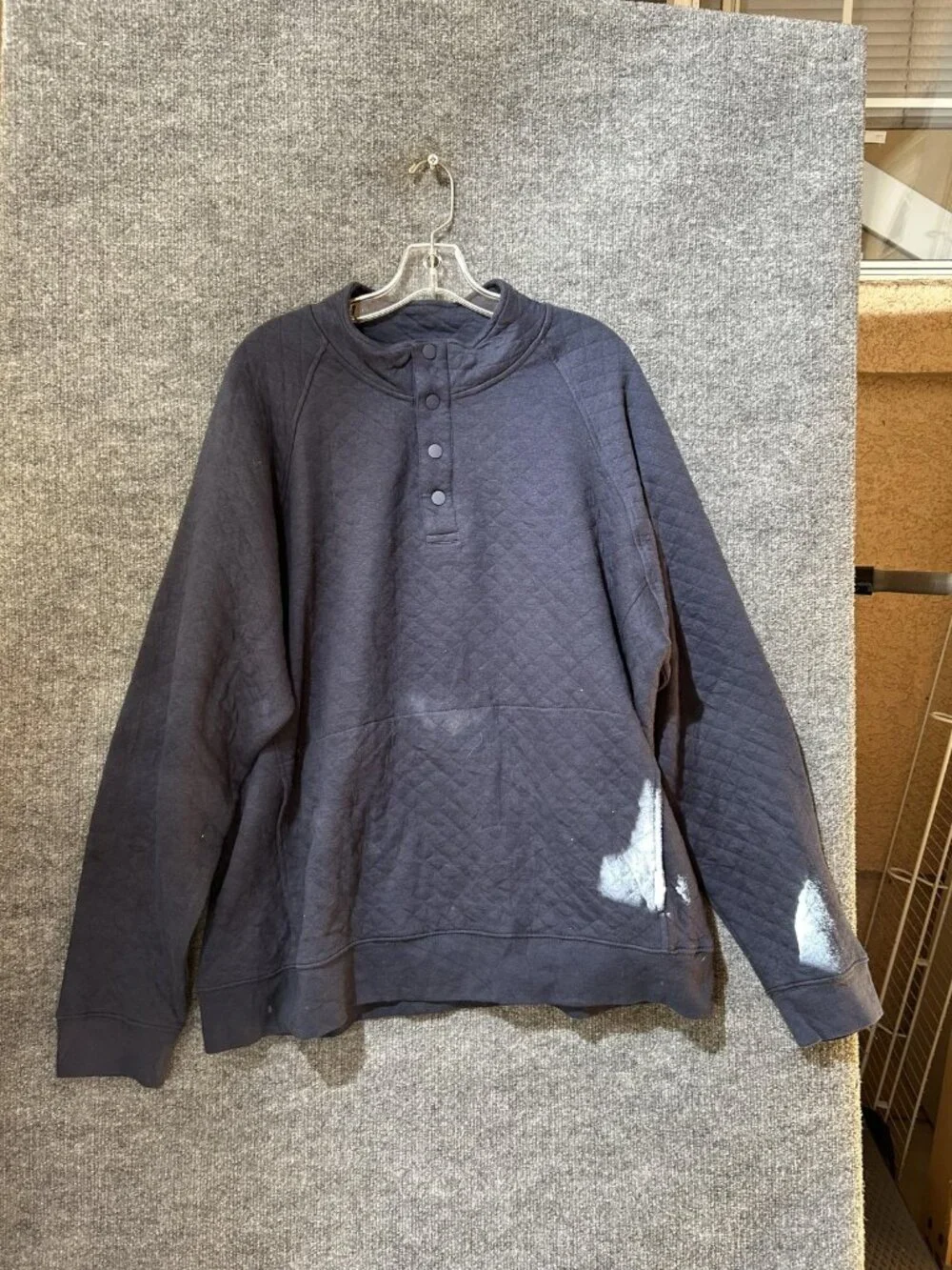 Eddie Bauer Sweatshirt Mens XL Blue Quilted Snap Henley Pullover Knit Crewneck - Picture 1 of 6